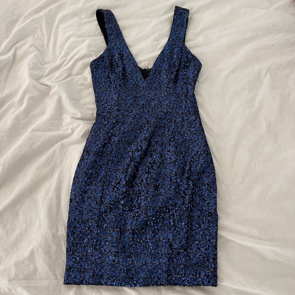 Dress the Population Navy Sequined Mini Dress